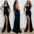 Abito a sirena con push up e incrocio nero