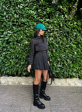 Completo camicia e gonna gessato nero