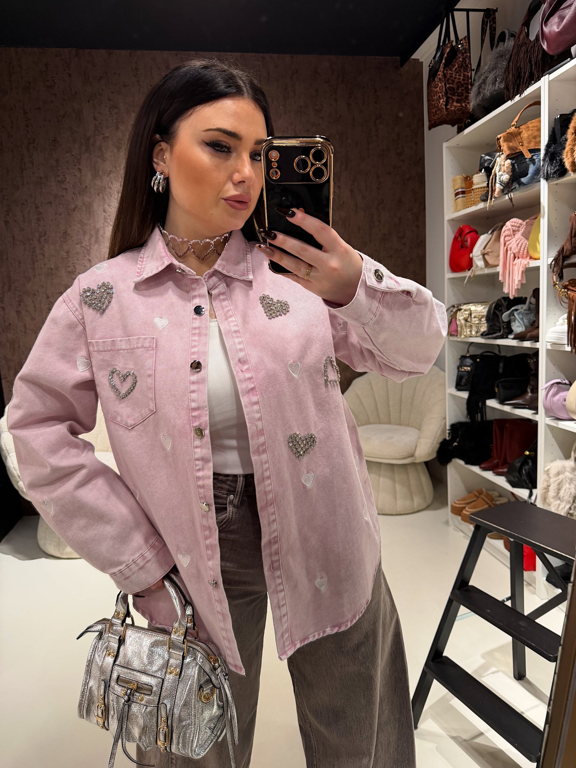 Camicia Denim Rose Hearts