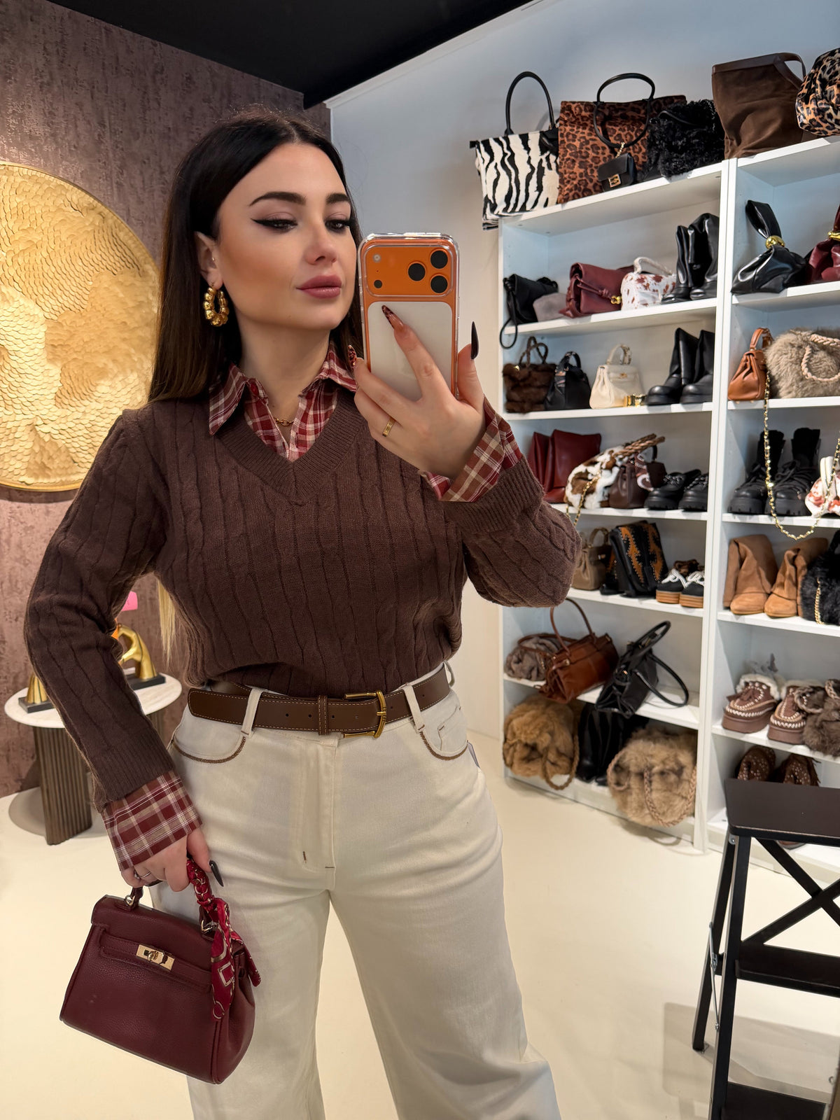 Maglioncino con camicia integrata a quadri