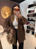 Cardigan Morbido con Cappuccio e laccio Animalier