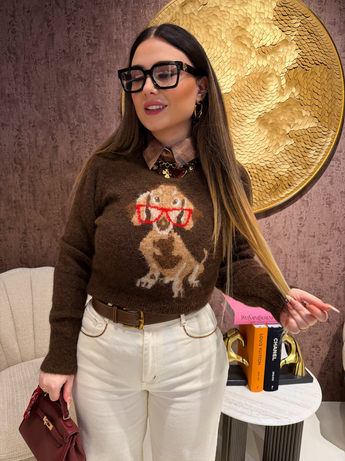 Maglioncino bassotto con occhiali