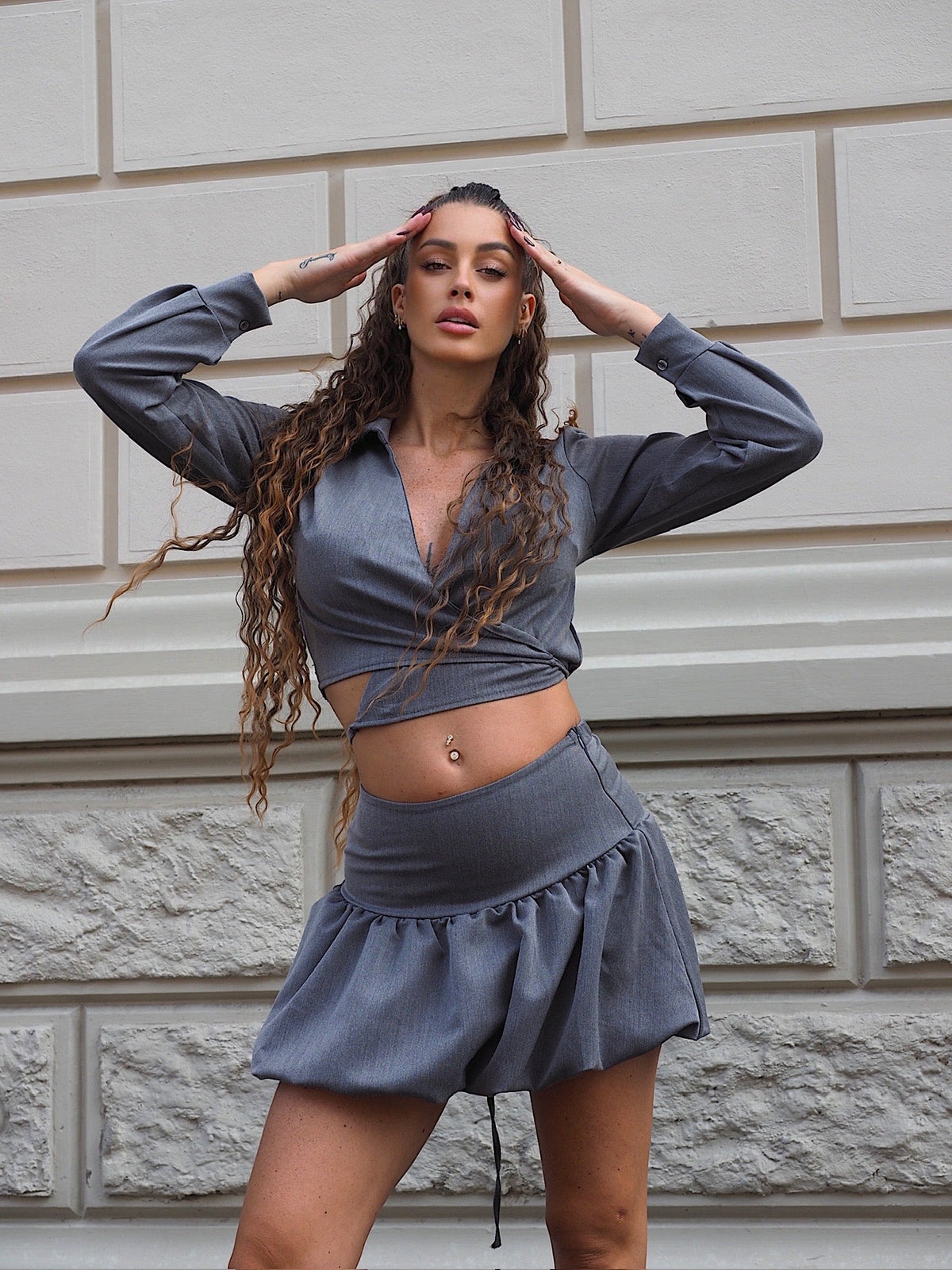 Set scaldacuore e gonna grigio