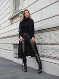 Cappotto nero con cintura