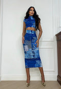 Completo top e gonna in denim