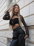 Blusa in velo con lacci