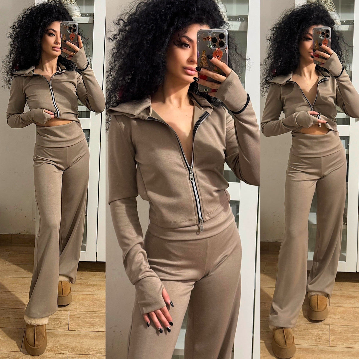 Tuta giacca e pantalone caramello freddo