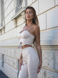 Completo top e pantalone con strass burro