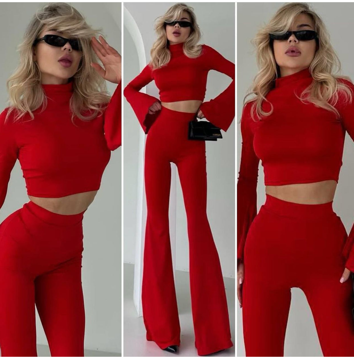 Due pezzi top e pantalone rosso