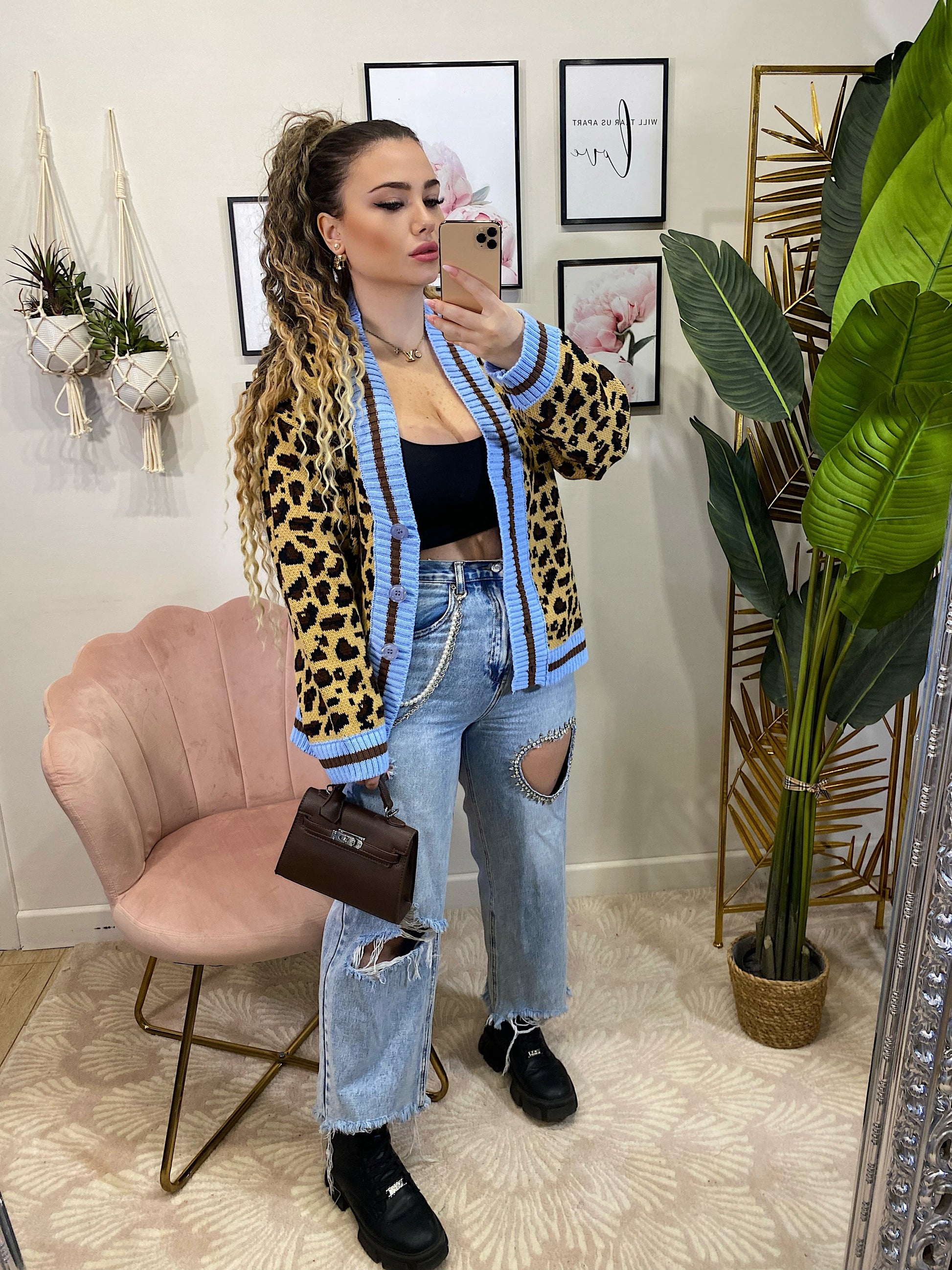 Cardigan animalier celeste