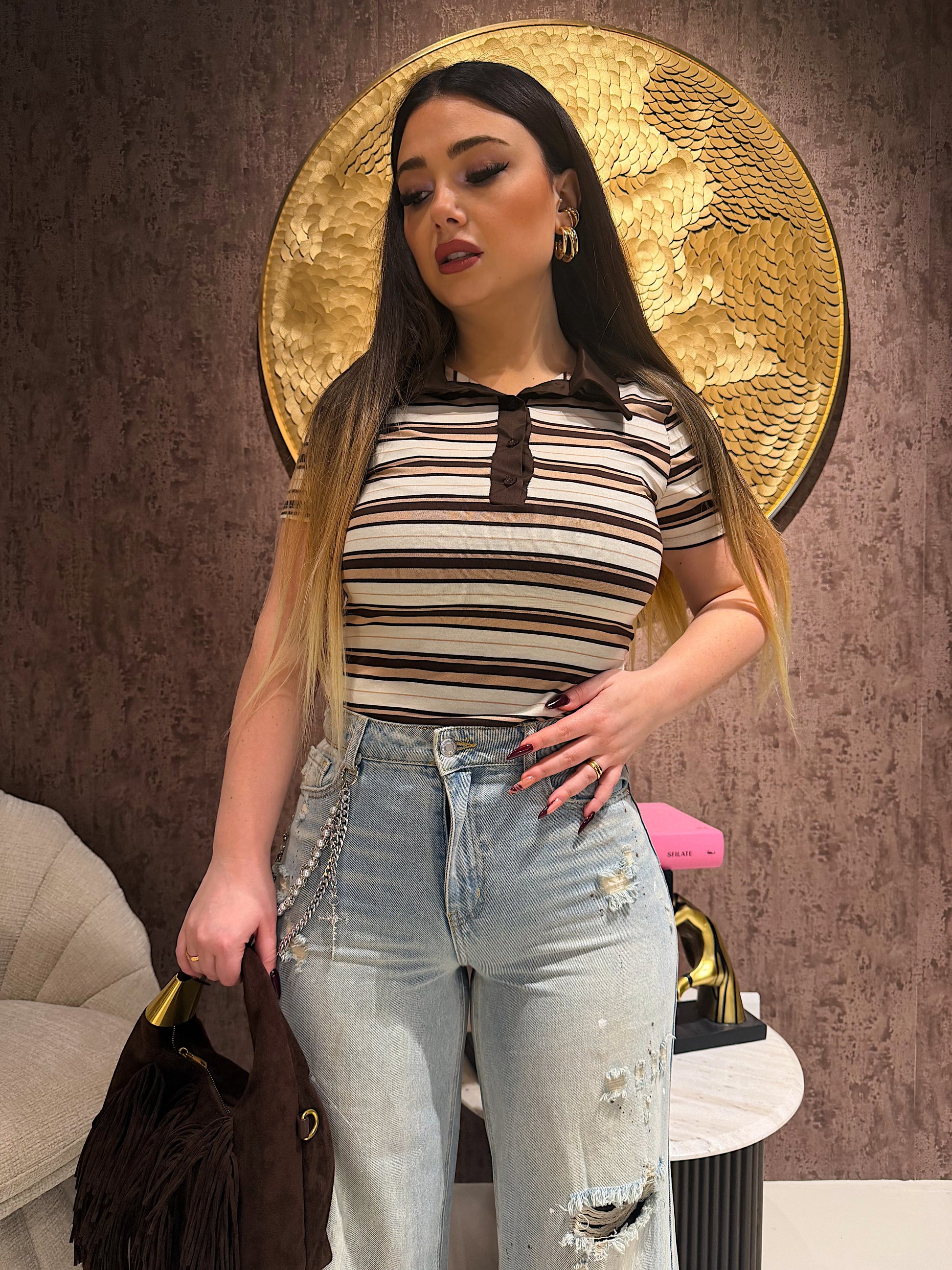 Body a righe colletto polo