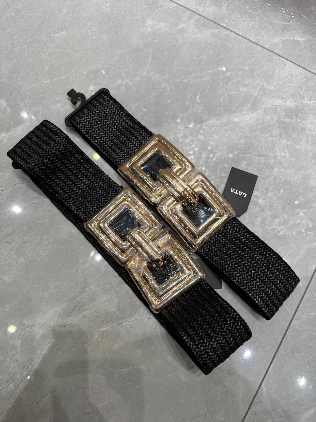 Cintura nera e gold con elastico