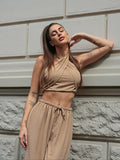 Completo top e pantalone Camel