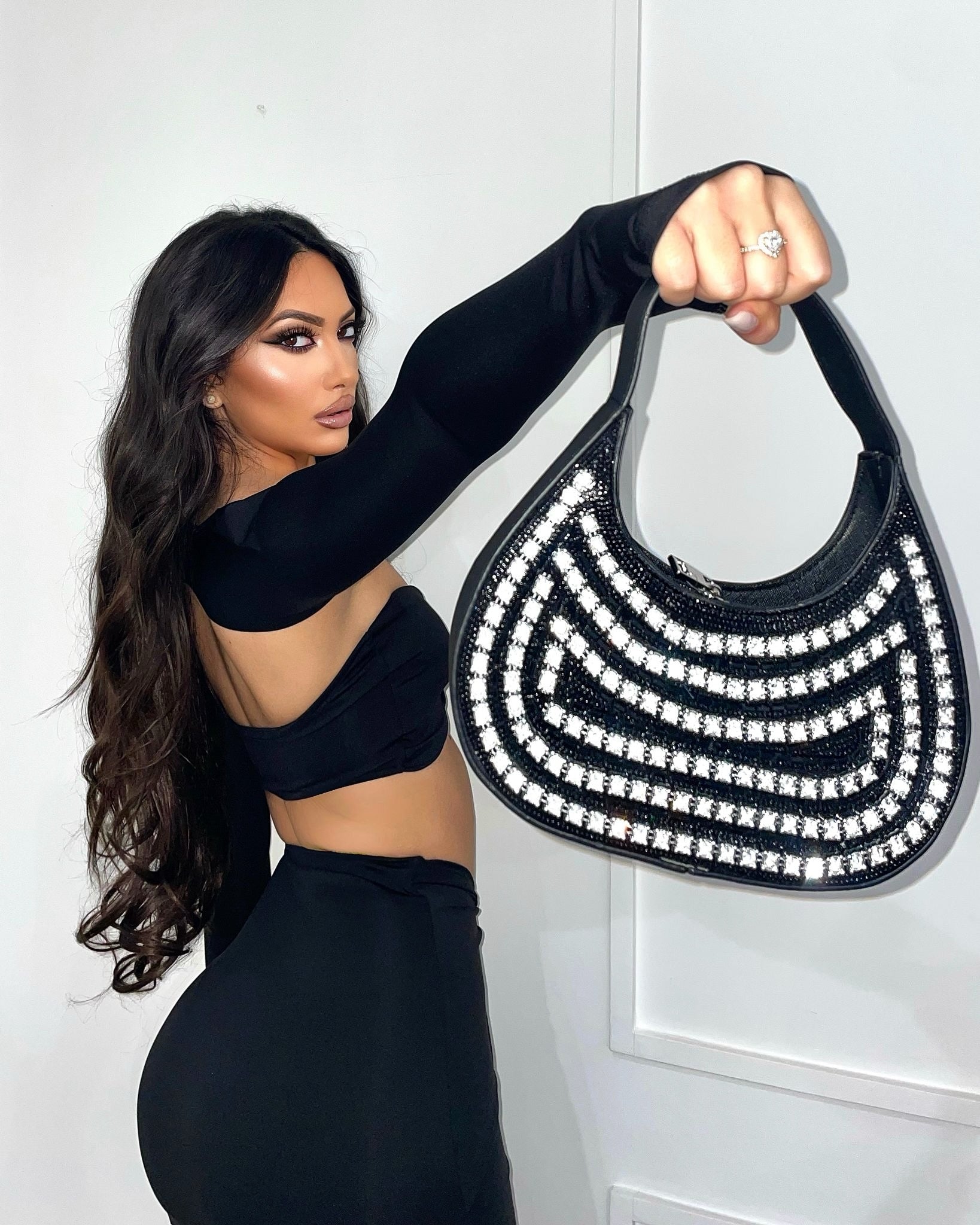 Borsa nera con strass