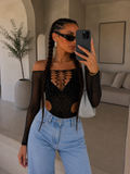 Body a rete con strass e fori