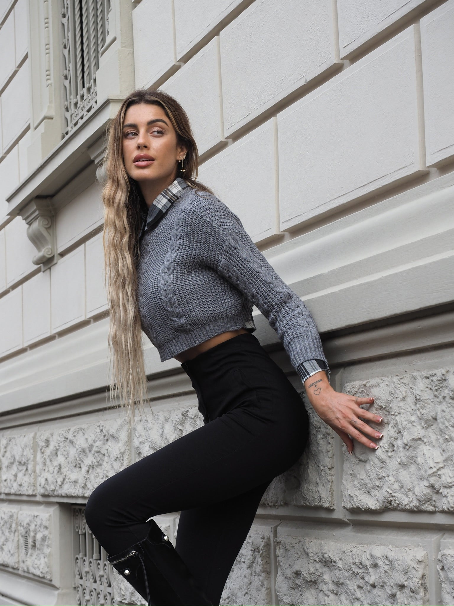 Pantalone vita alta nero