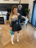 Maglione grigio con maxi paillettes