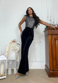 Tuta in ciniglia top in paillettes