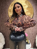 Camicia Animalier con Colletto Gioiello