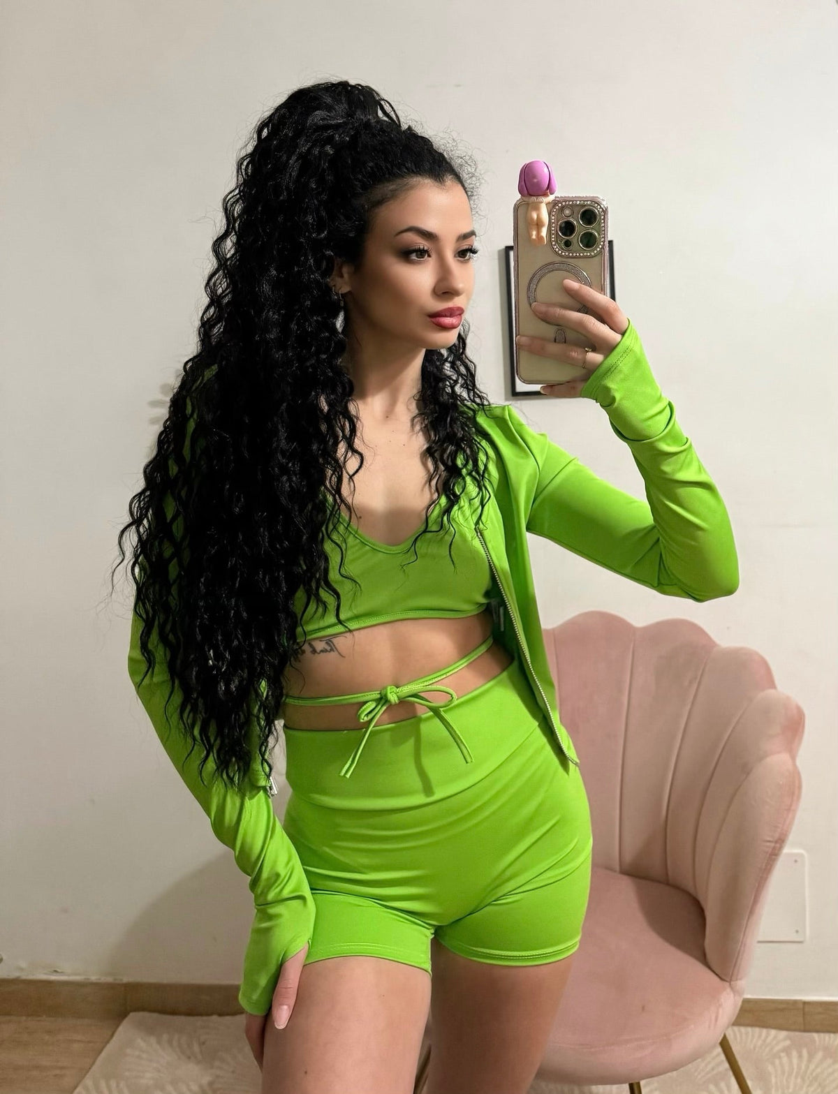 Completo tre pezzi sportif verde fluo