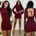 Abito bordeaux glitter schiena aperta