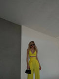 Set tre pezzi camicia top e pantalone giallo