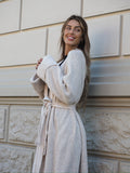 Maxi cardigan beige con frange