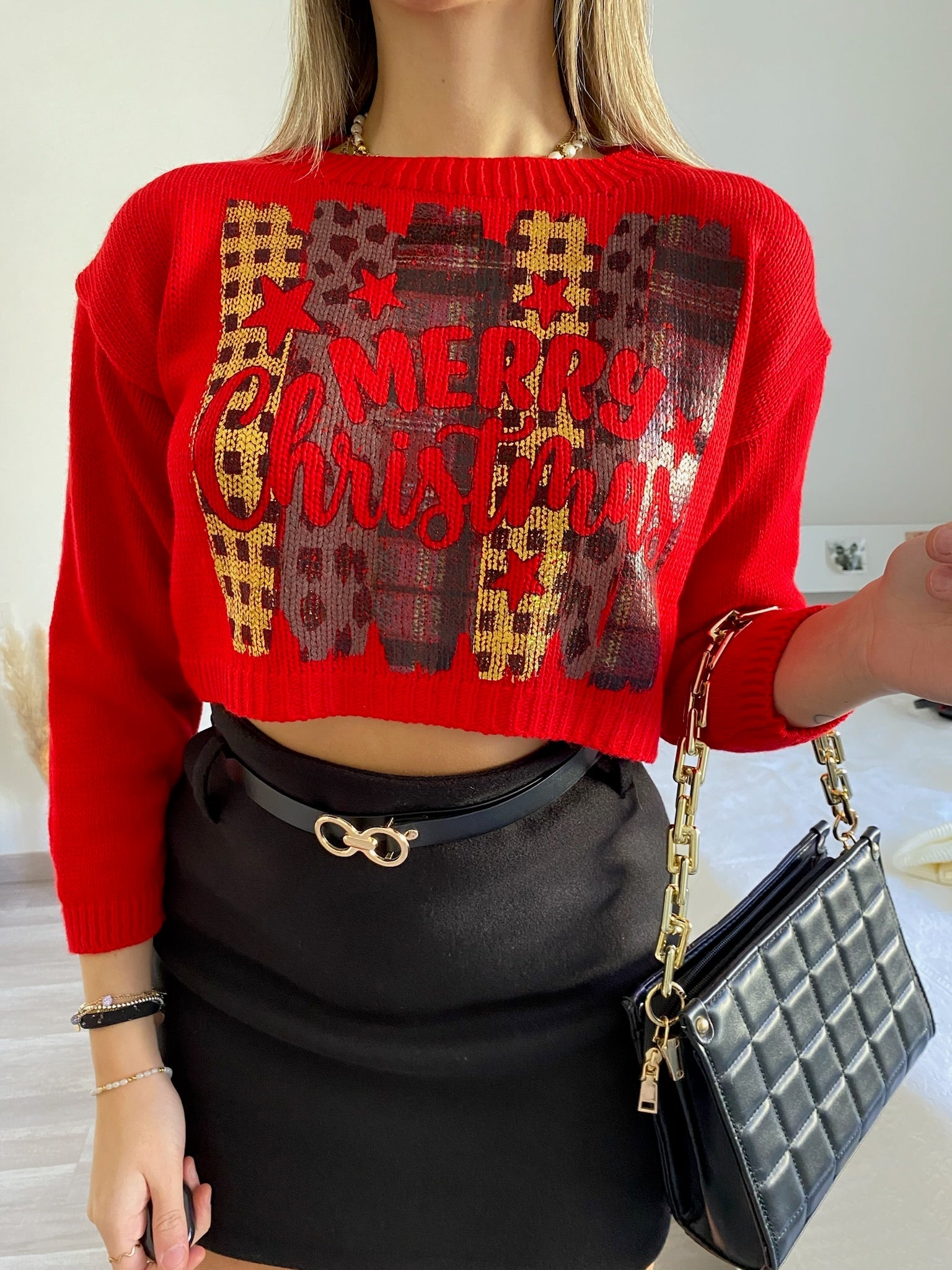 Maglione Merry Christmas rosso