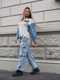 Maglione over con dettaglio in jeans