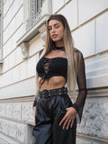 Blusa in velo con lacci