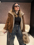 Giaccone Camel con imbottitura in pelo reversibile