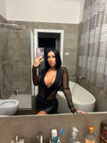 Body nero a V con trasparenza