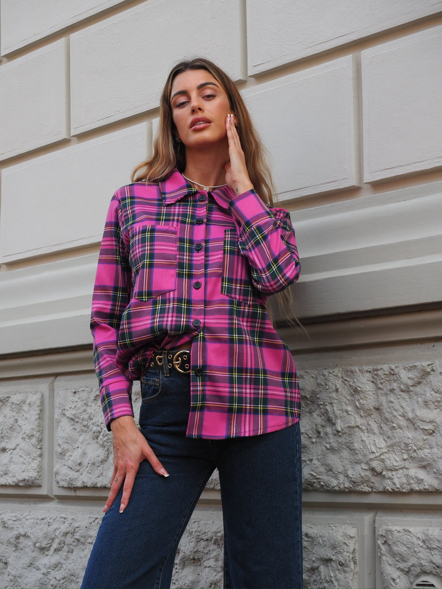 Camicia check Fuxia