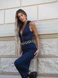 Tuta in jeans con zip