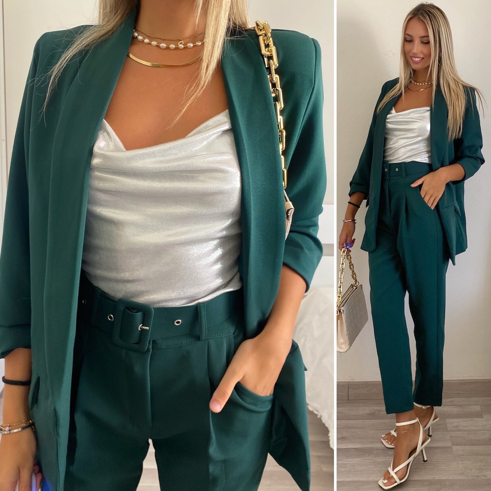 Completo giacca e pantalone verde bottiglia
