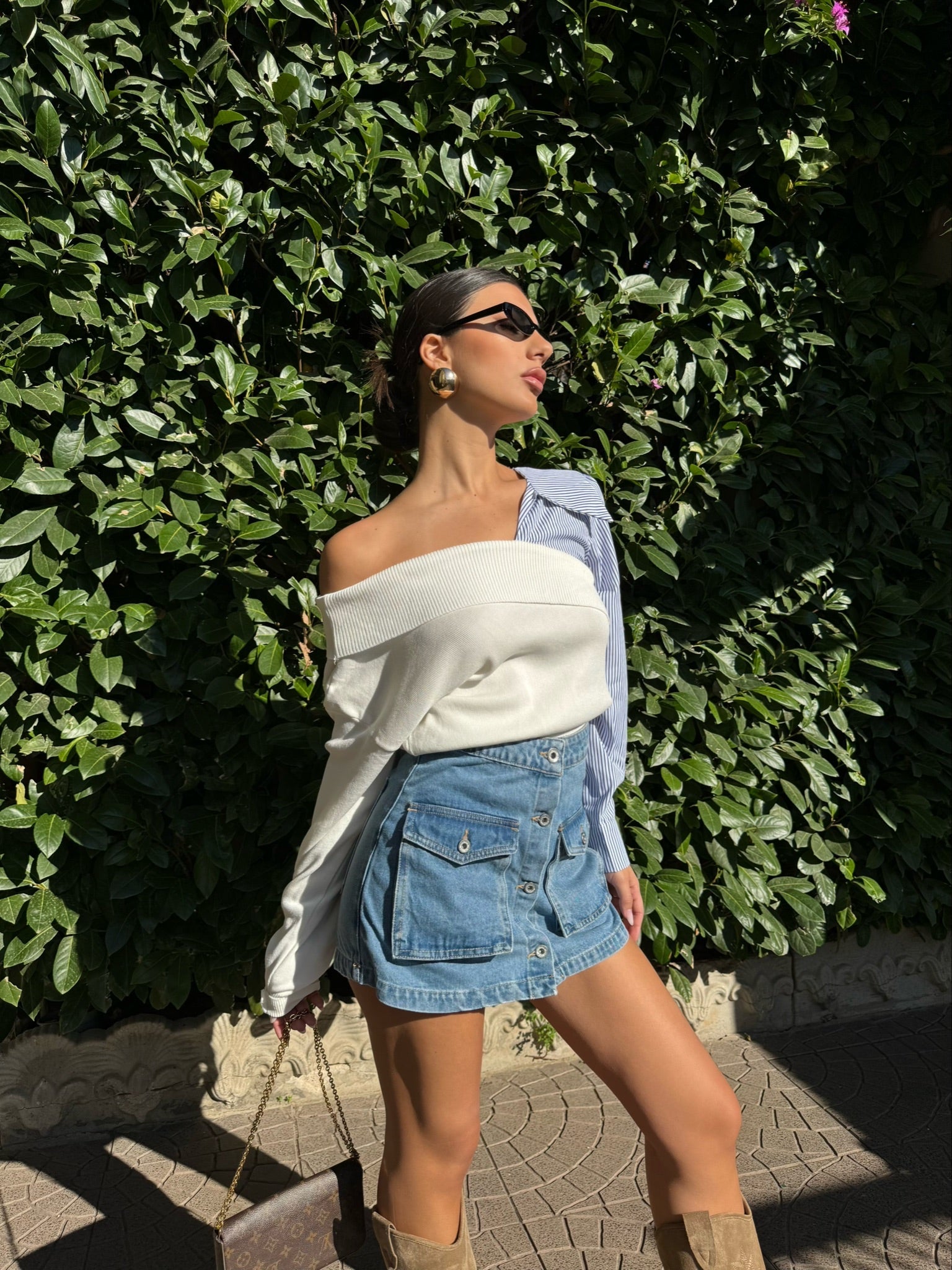 Gonna cargo in jeans con tasche