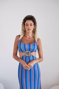 Abito zig zag blu arancio