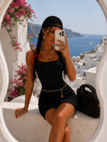 Abito a costine Beige e nero