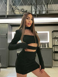 Abito a fasce Nero schiena aperta