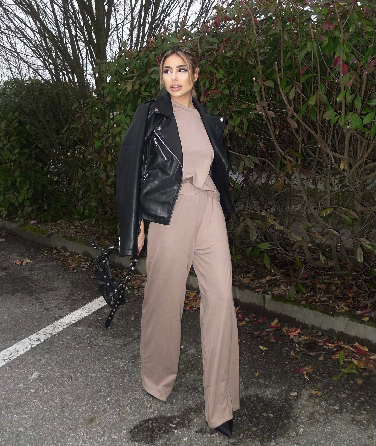 Giacca in ecopelle oversize nera