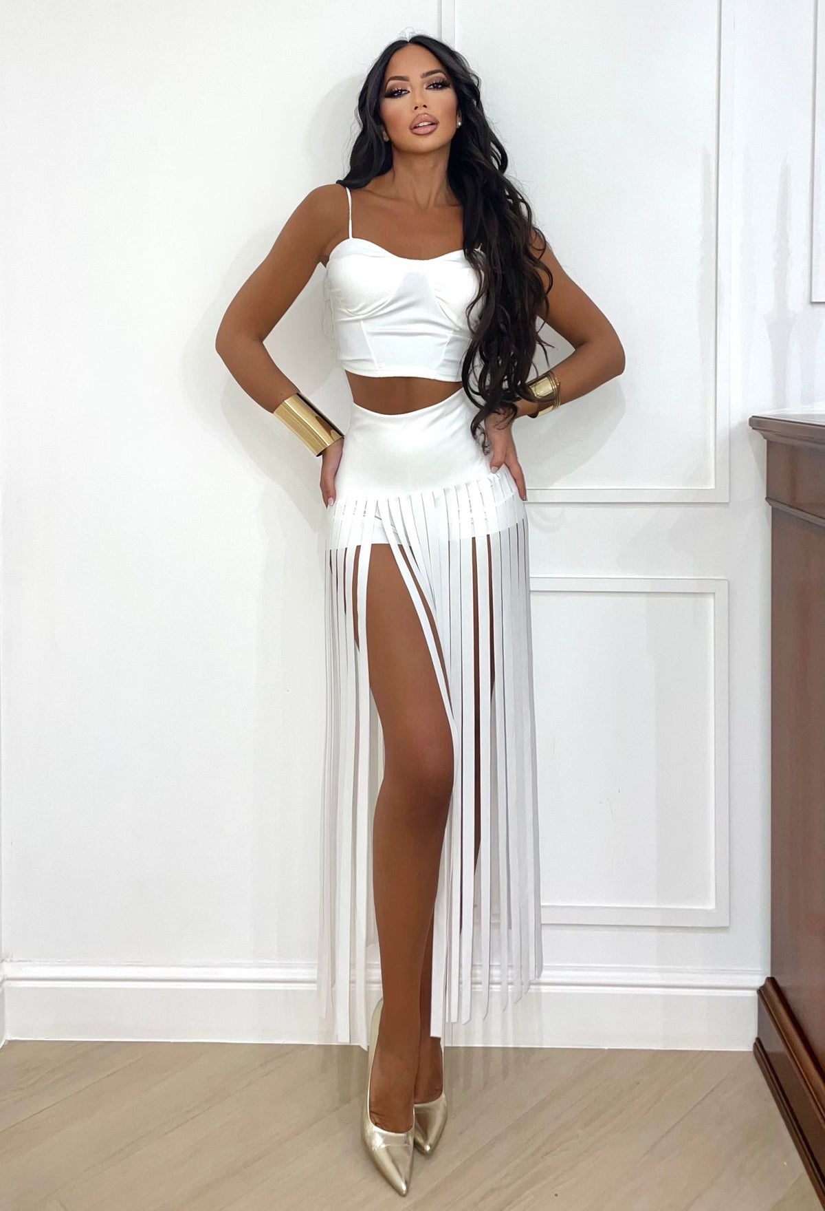 Completo frange vibes bianco