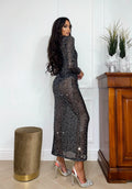 Abito in velo con paillettes argento