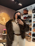 Giacca in Eco-Pelliccia con cappuccio over