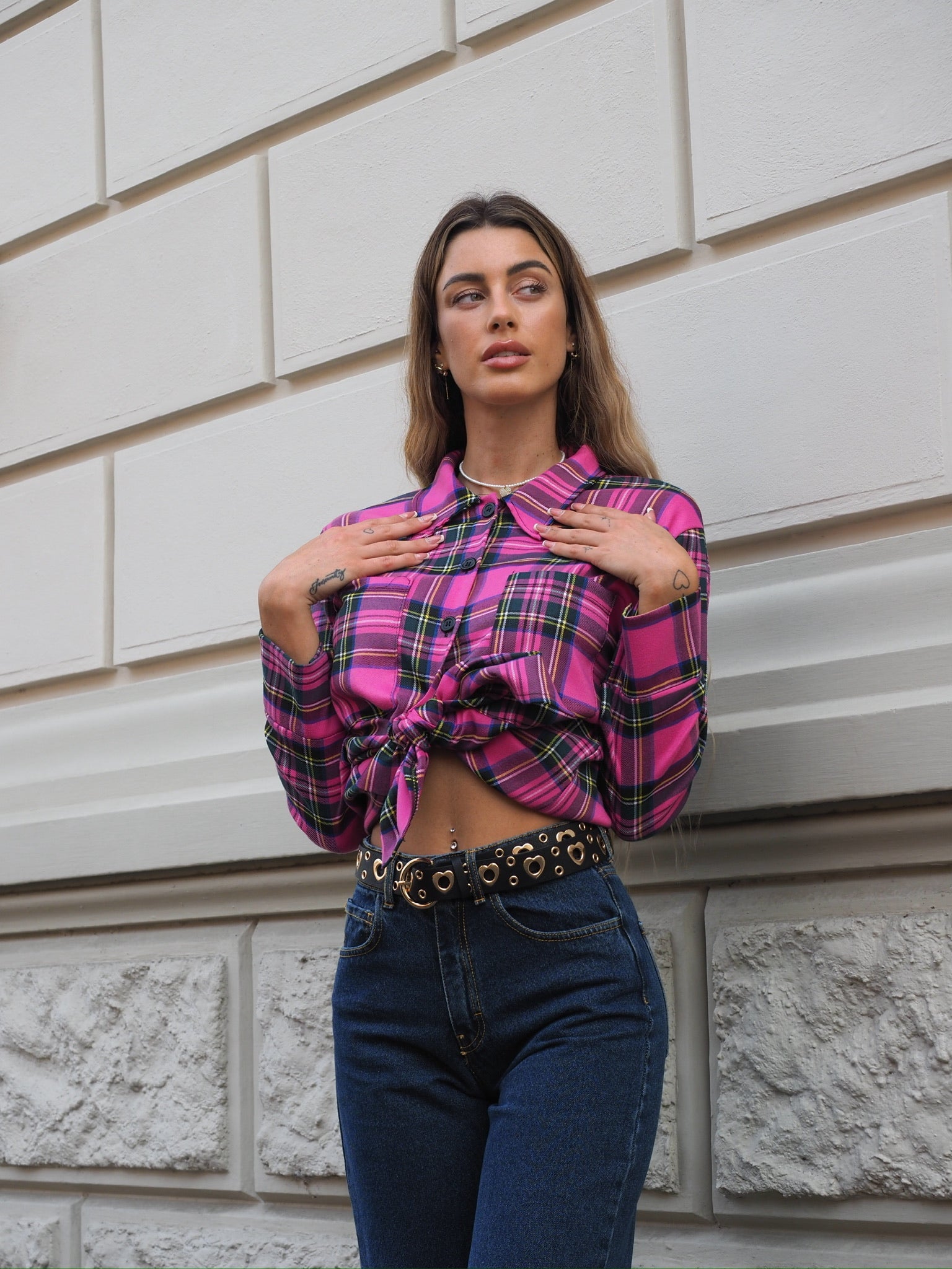 Camicia check Fuxia
