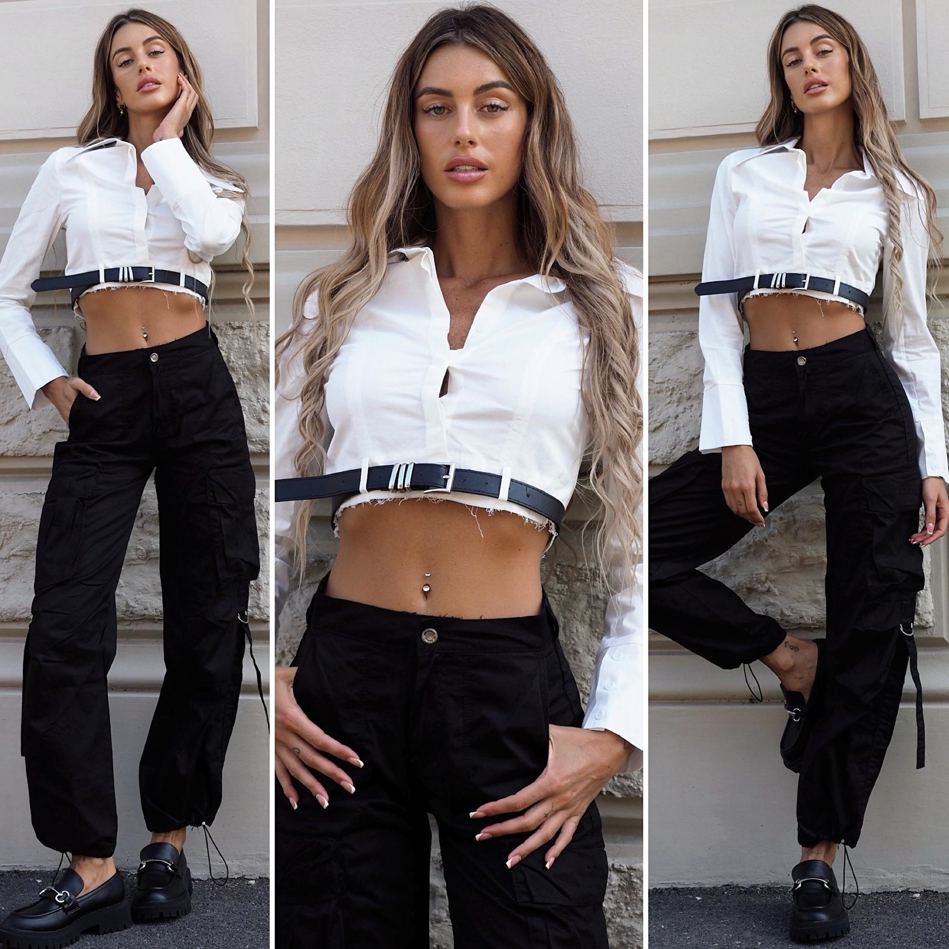 Pantalone cargo nero
