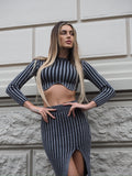 Completo due pezzi maglione e gonna grigio