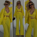 Set tre pezzi camicia top e pantalone giallo