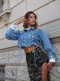 Giacca in jeans con strass
