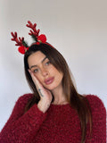 Cerchietto Renna e fiocco rosso