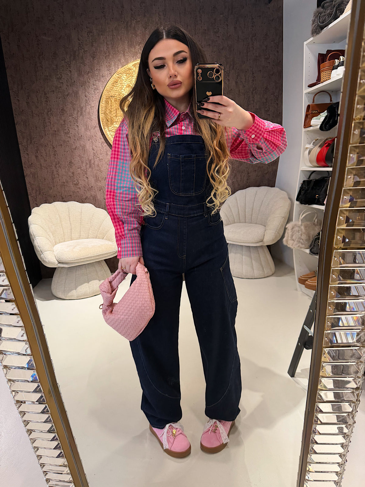 Salopette Denim Wide Leg con Spalline
